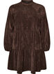 Robe en velours c&ocirc;tel&eacute; coupe A avec col montant, Marron, Packshot image number 0