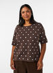 Blouse en maille &agrave; manches courtes &agrave; pois, Marron, Model image number 0