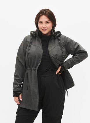 Veste Softshell avec capuche amovible, Dark Grey Melange, Model image number 0