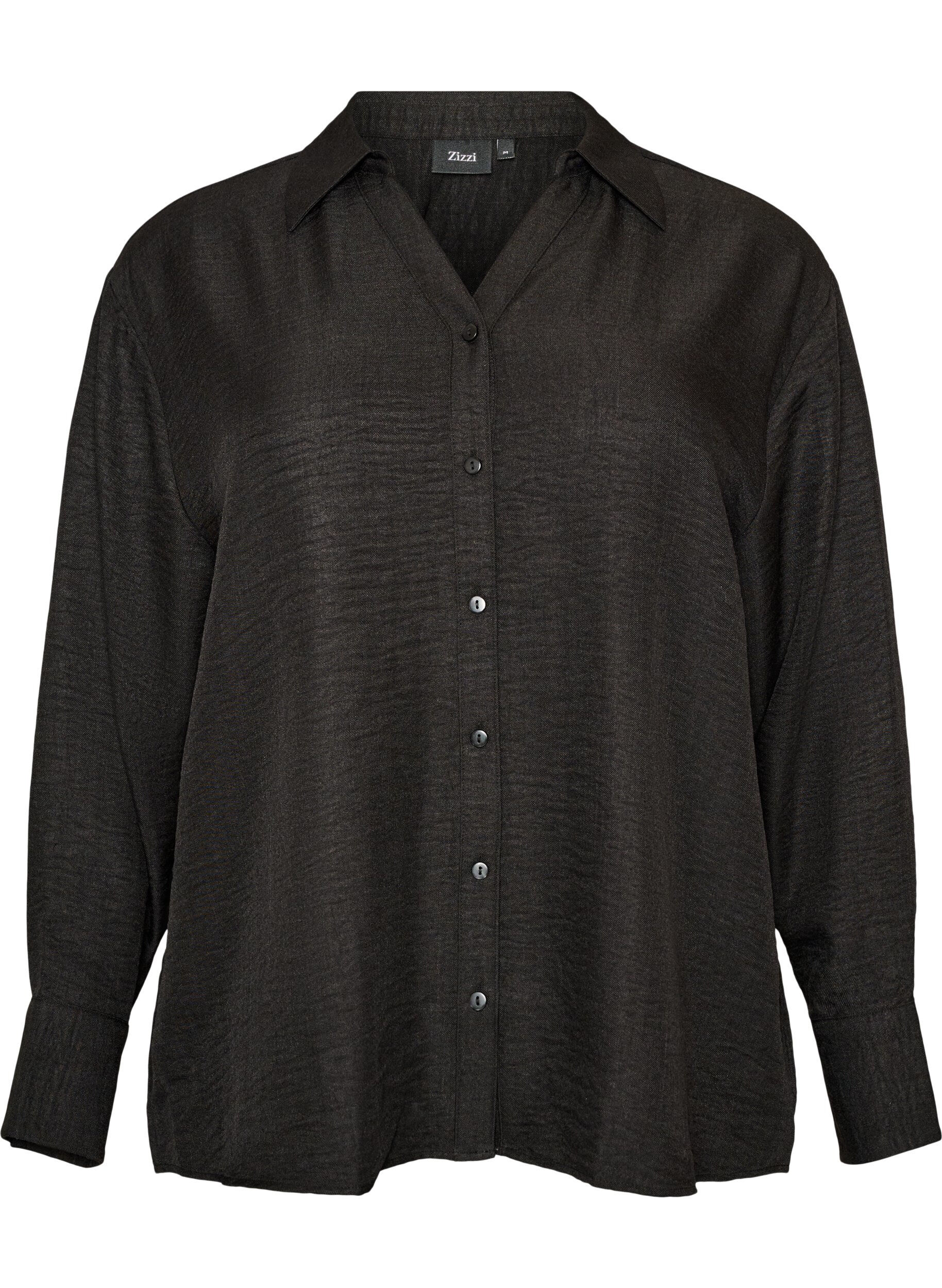 ZizziChemise ample avec col en V, Noir, Packshot image number 0