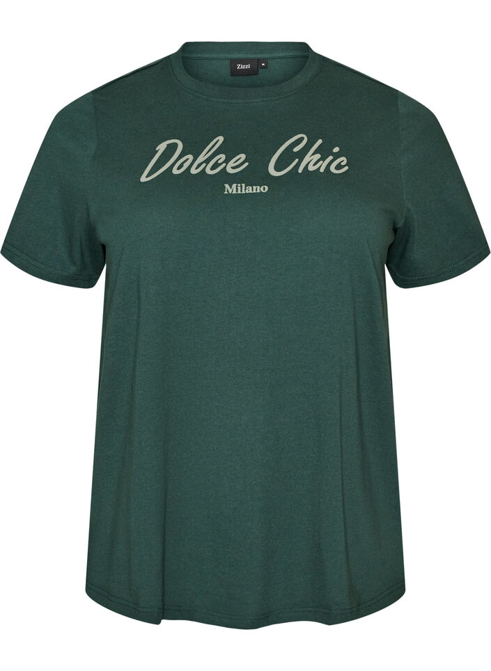 T-shirt en coton bio avec imprim&eacute;, Vert, Packshot image number 0
