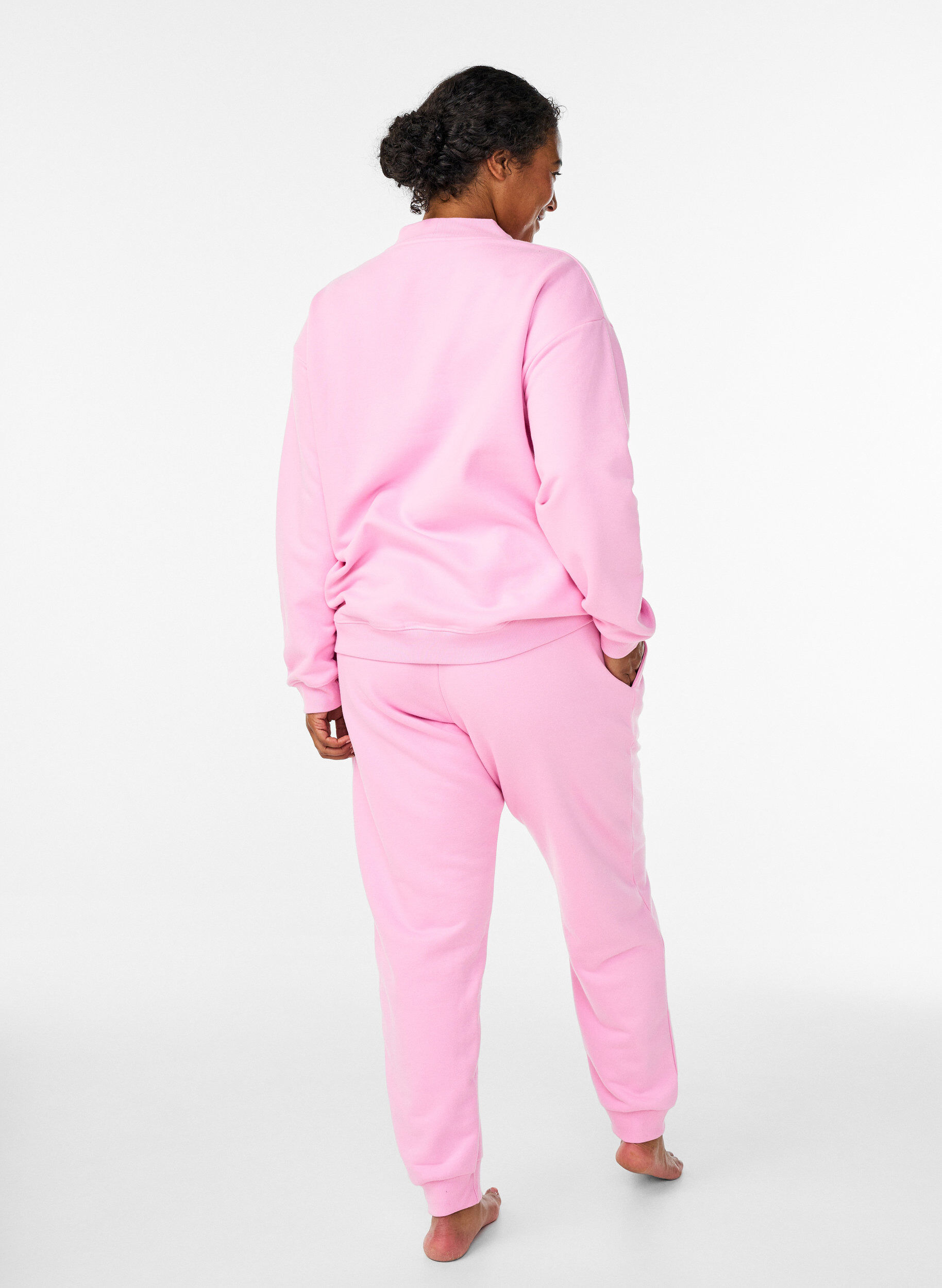 Zizzi Joggers taille haute, Rose, Model image number 1