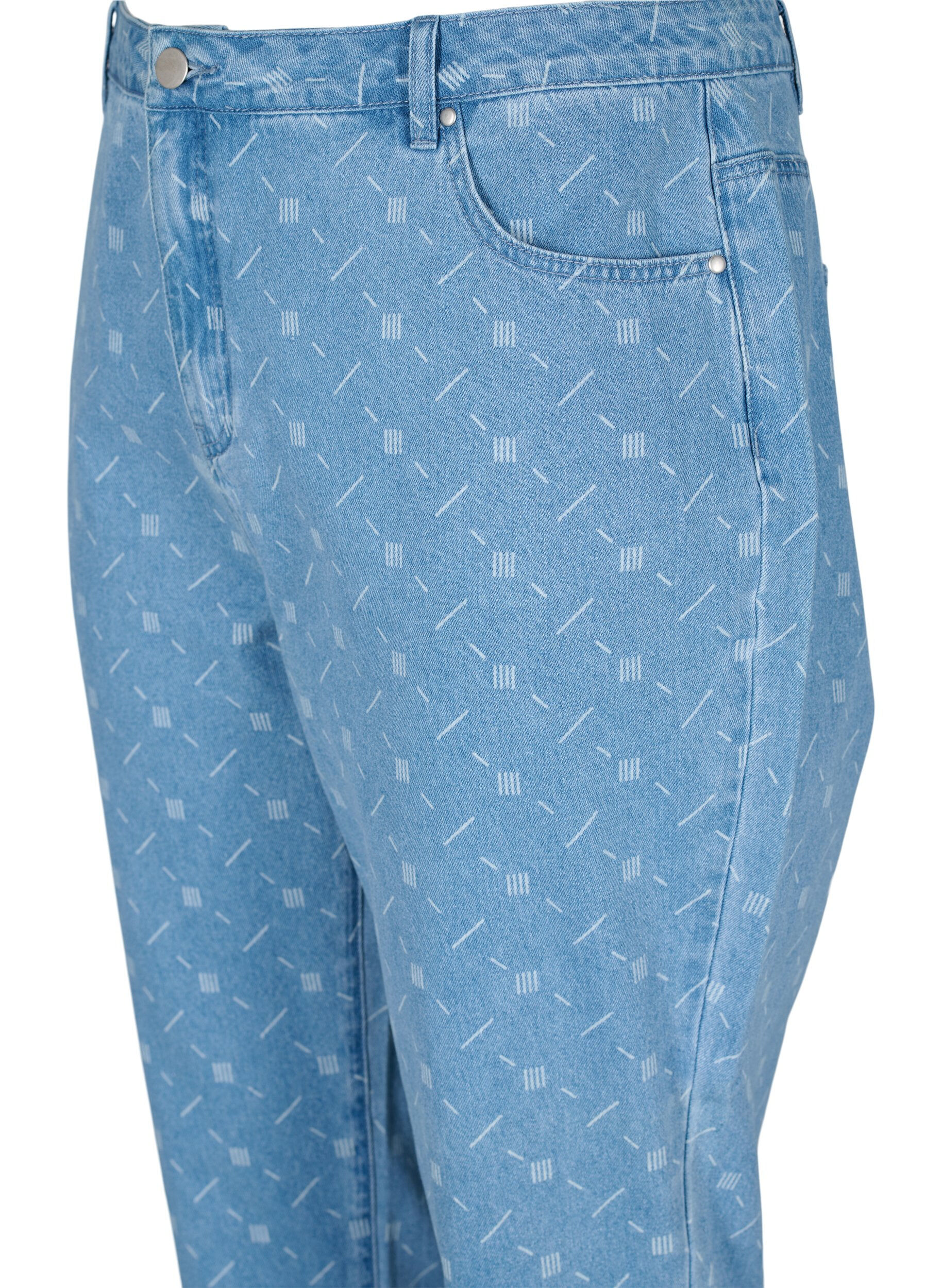 Zizzi Jeans Mille mom fit avec imprim&eacute;, Light blue denim, Packshot image number 2