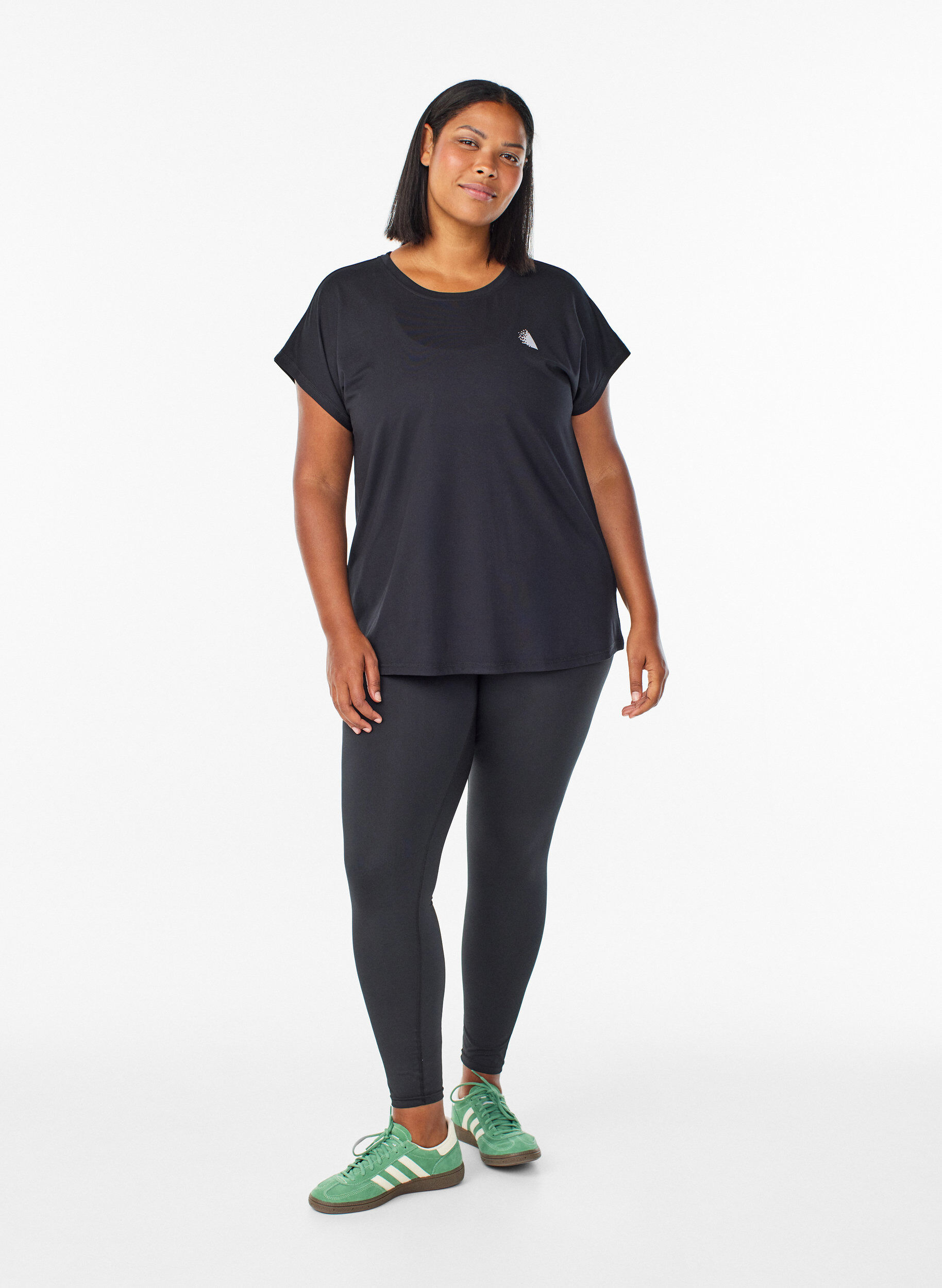 ZizziT-shirt de sport couleur unie, Noir, Model image number 1