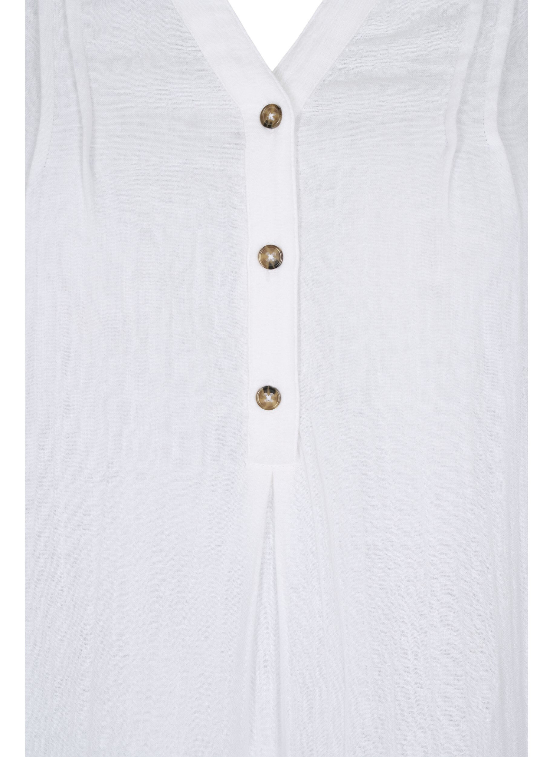 Zizzi Robe en coton &agrave; manches 3/4, Bright White, Packshot image number 2