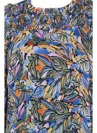 Robe midi colorée avec smocking et manches longues, Vibrant Leaf, Packshot image number 2