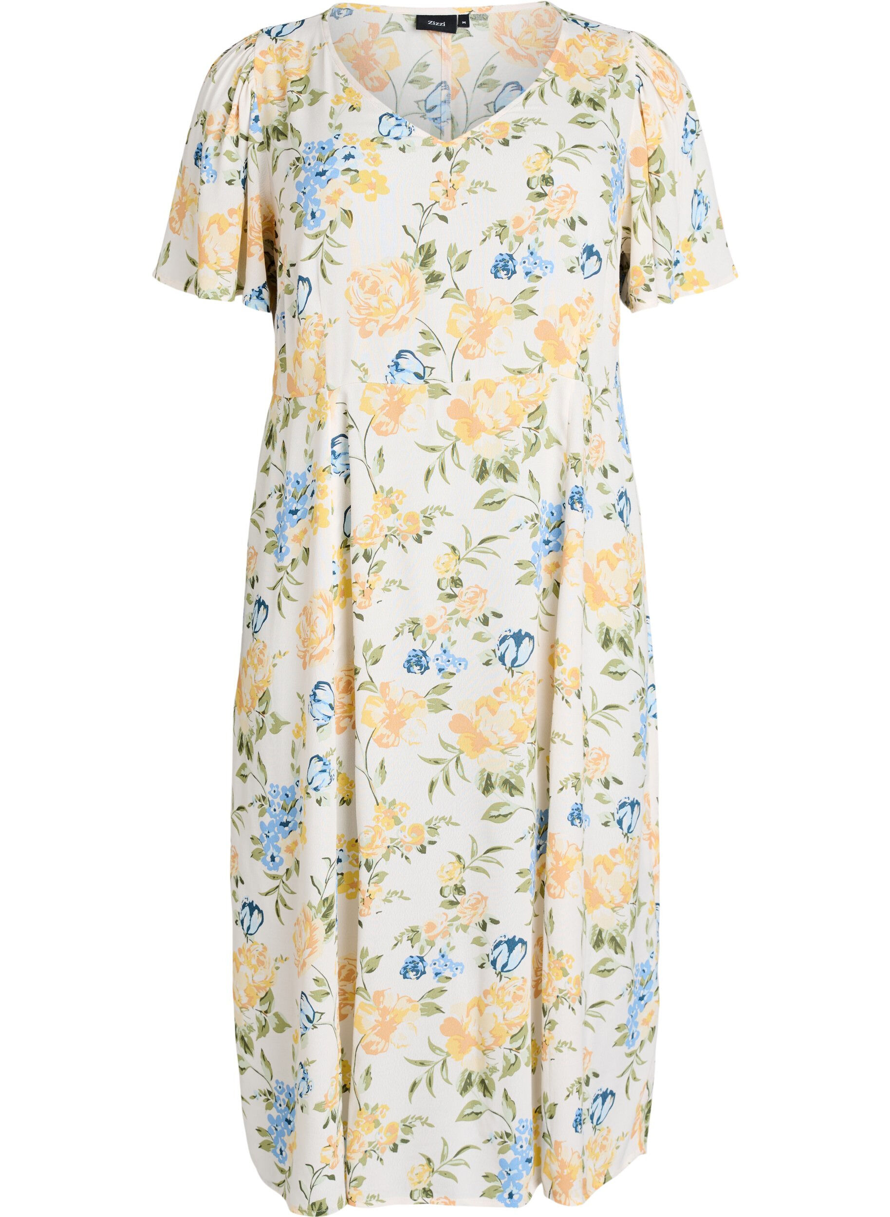 Zizzi Robe midi en viscose &agrave; imprim&eacute; floral, Bleu, Packshot image number 0