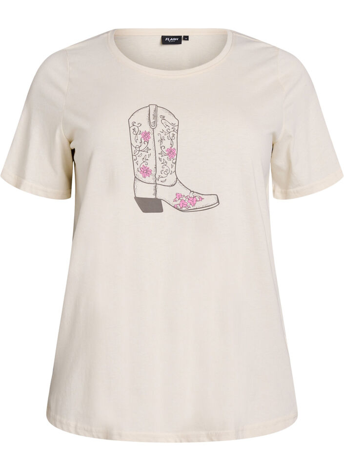 T-shirt imprim&eacute;, Vanille, Packshot image number 0