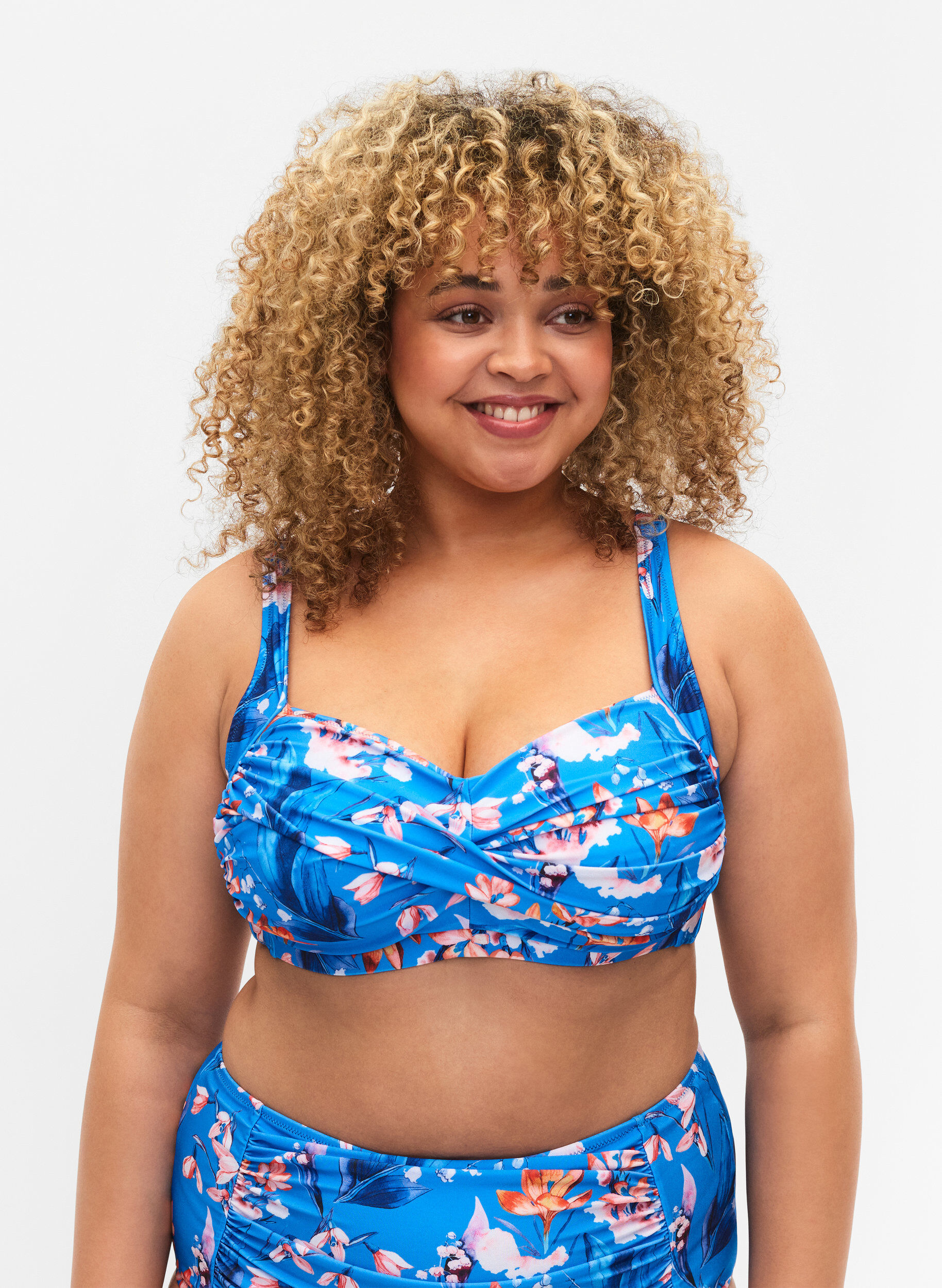 Zizzi Haut de bikini imprim&eacute;, Bright Blue Print, Model image number 0