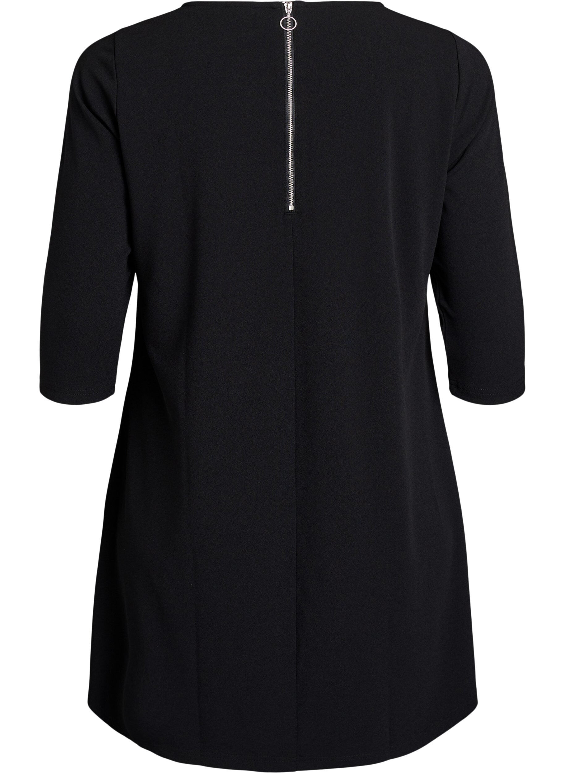 Zizzi FLASH - Robe courte &eacute;vas&eacute;e &agrave; manches 3/4, Noir, Packshot image number 1