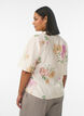 Blouse fleurie avec col &agrave; volants et manches courtes, Beige, Model image number 2