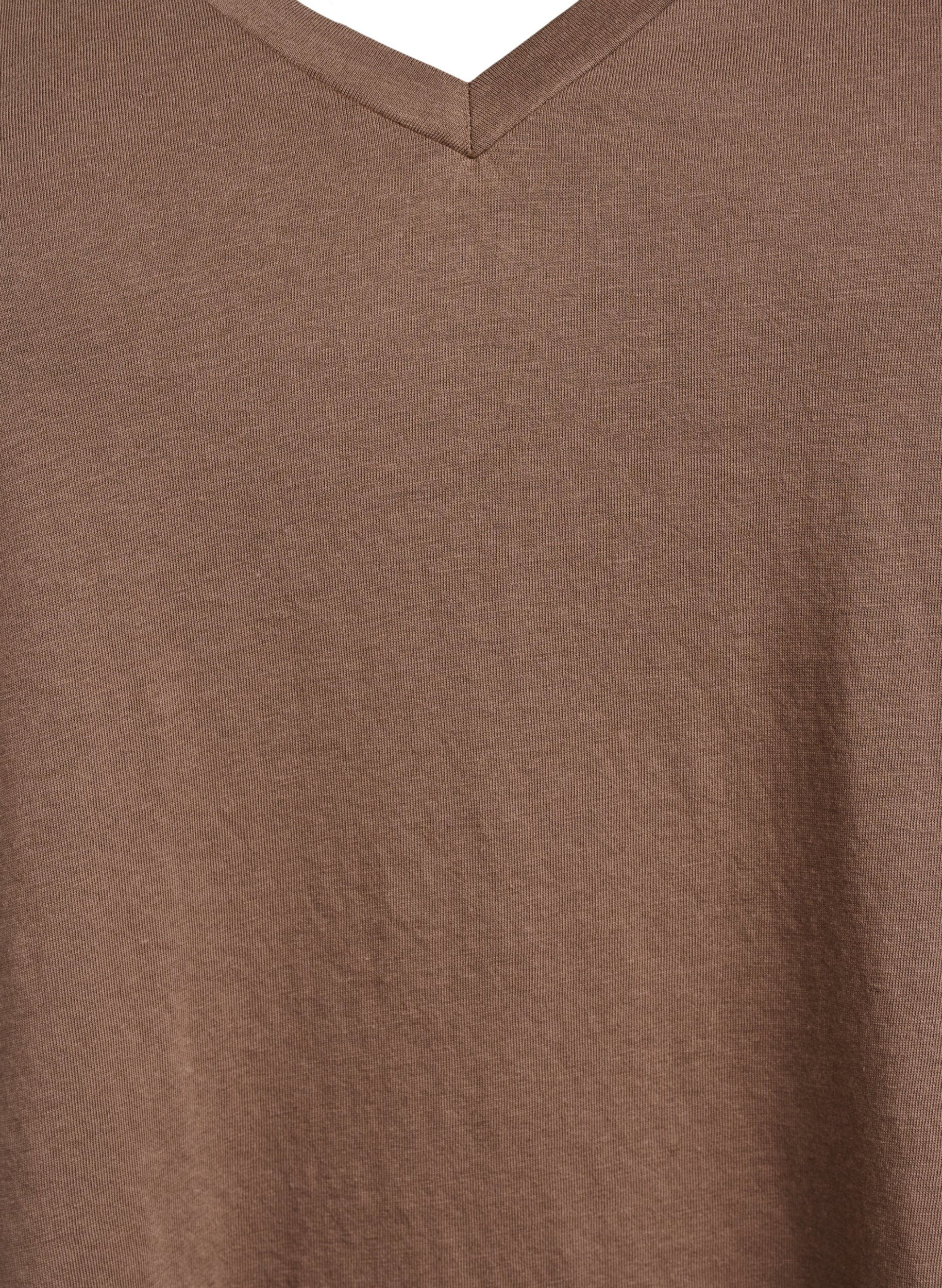 Zizzi FLASH - T-shirt col V, Marron, Packshot image number 2