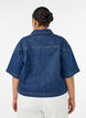 Veste en jean &agrave; manches courtes avec fermeture &agrave; boutons, Bleu, Model image number 2
