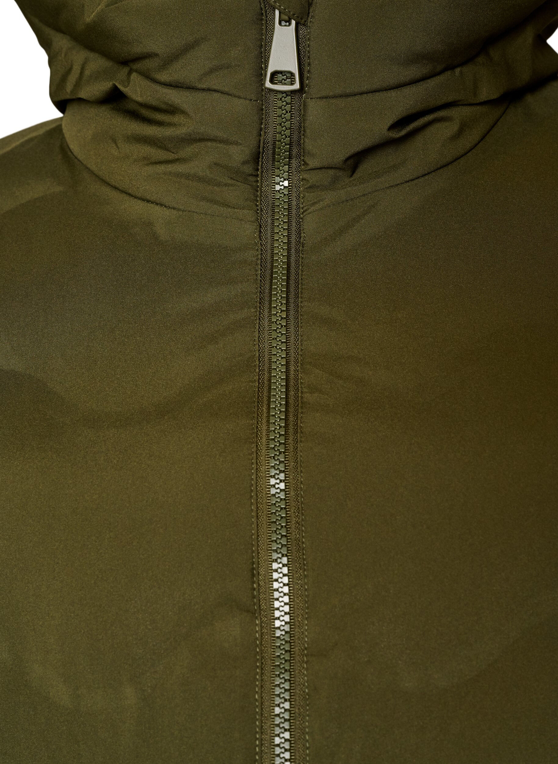ZizziDoudoune longue &agrave; capuche avec motif vagues, Vert Kaki, Packshot image number 2