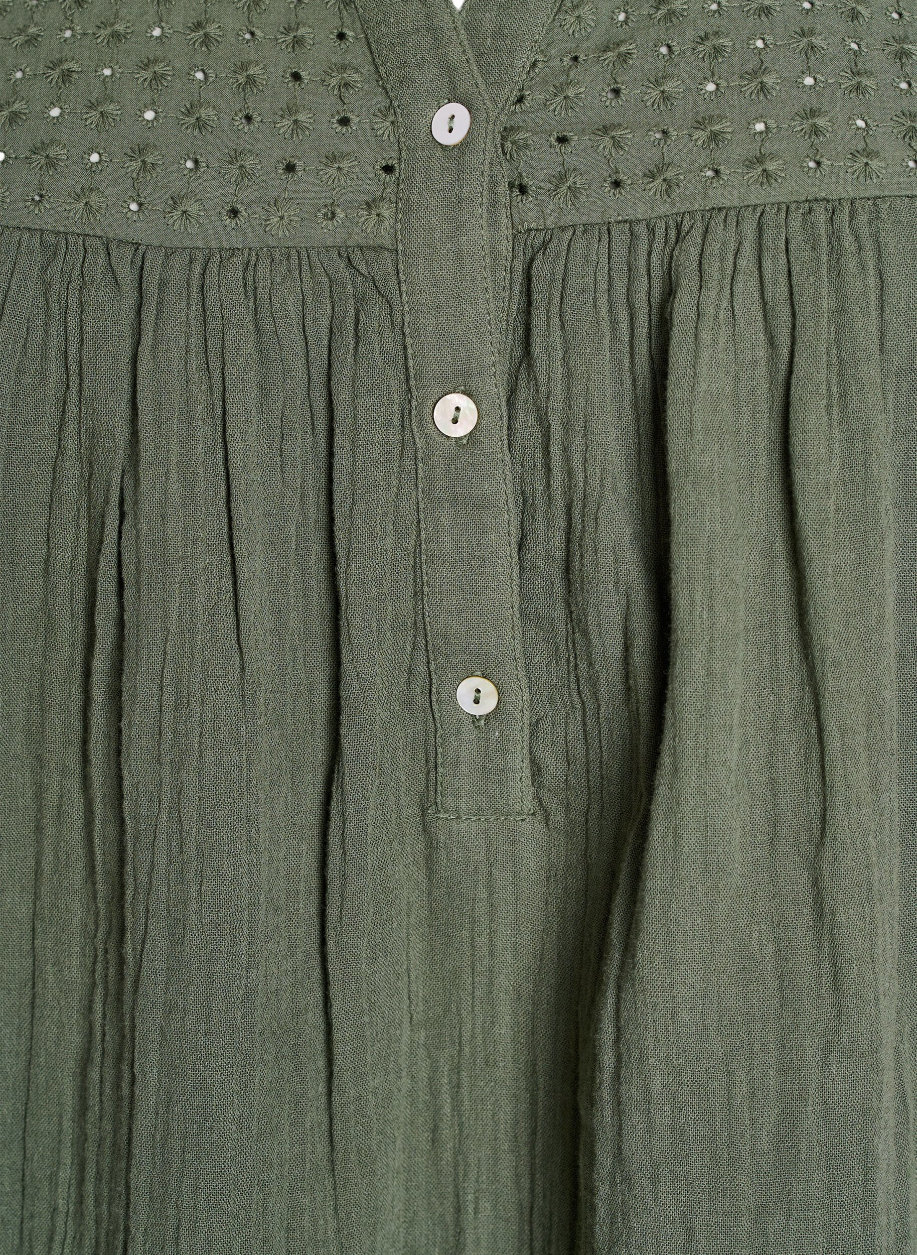 ZizziBlouse en mousseline de coton avec broderie anglaise, Vert, Packshot image number 2