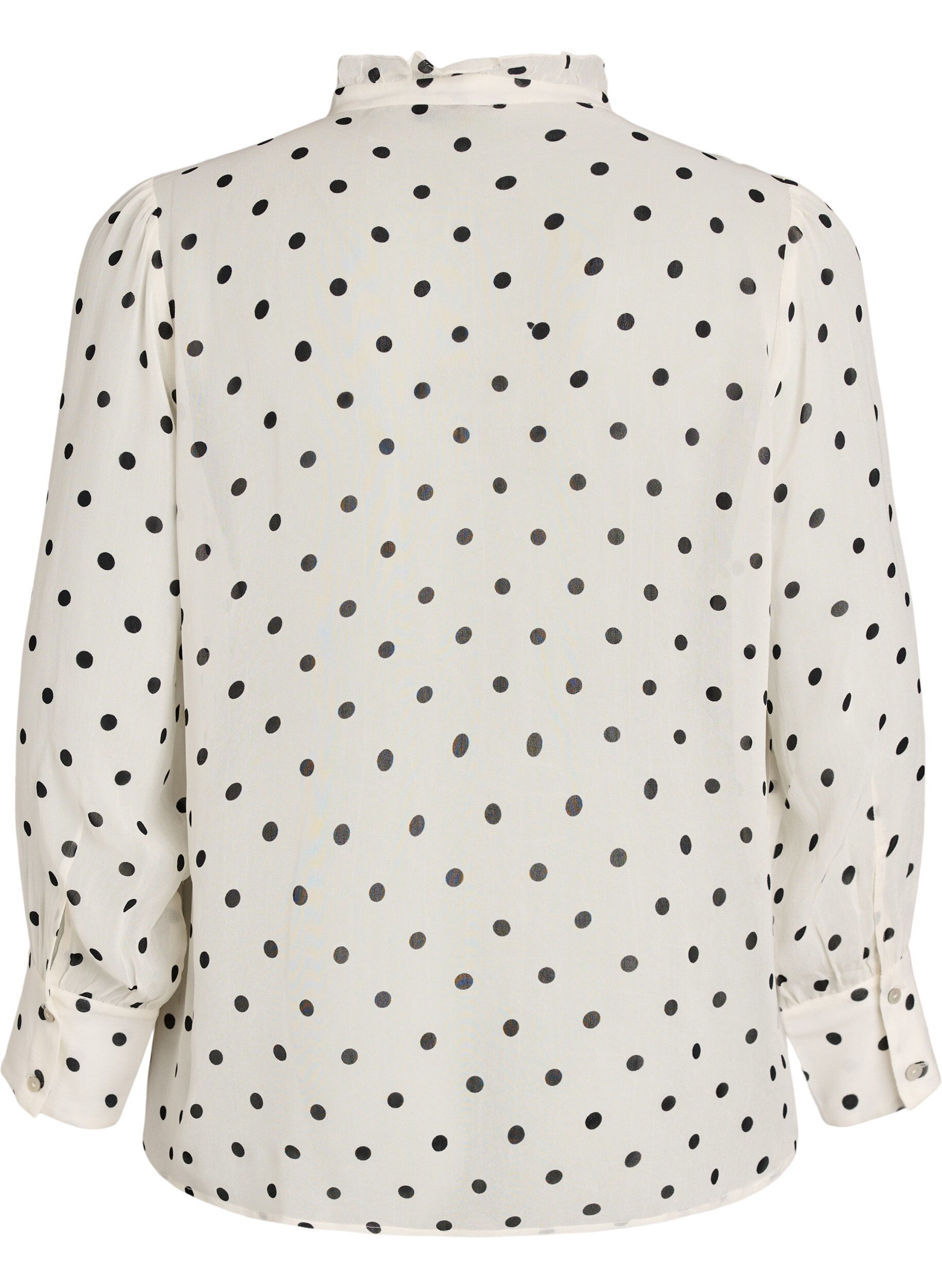ZizziBlouse en viscose &agrave; col &agrave; volants, Blanc, Packshot image number 1