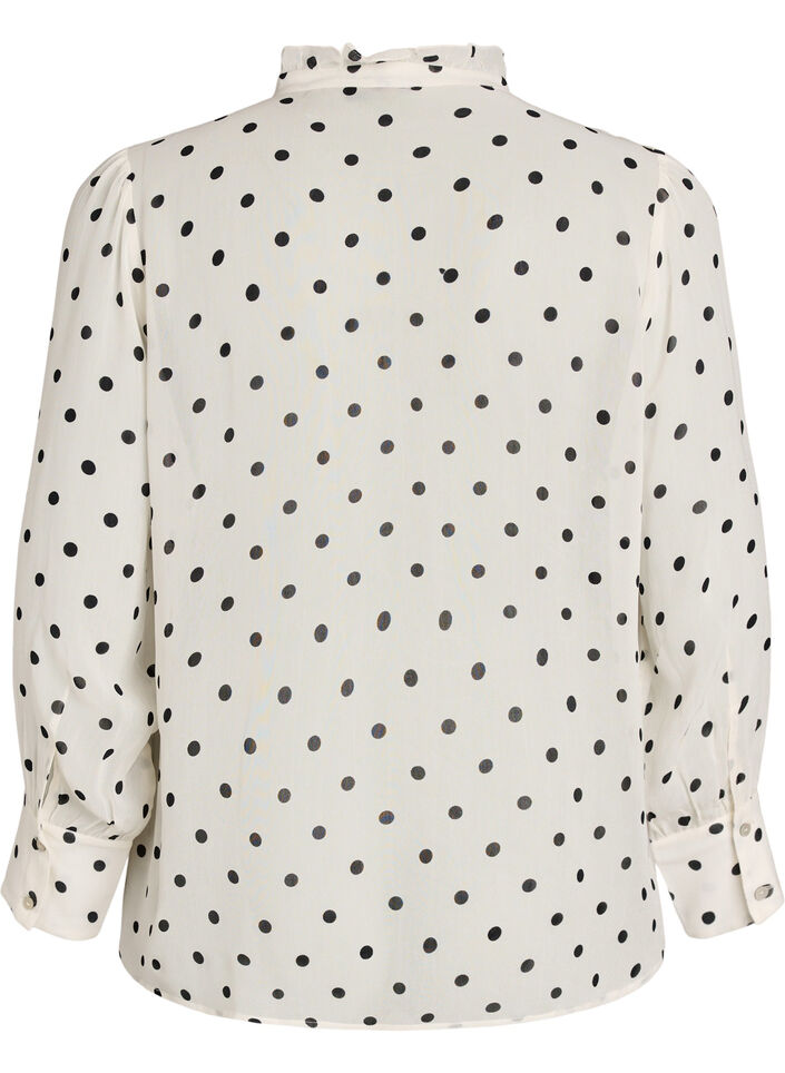 Blouse en viscose &agrave; col &agrave; volants, Blanc, Packshot image number 1