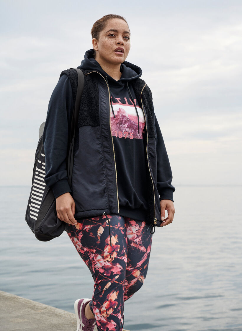 Veste peluche courte avec fermeture éclair, Black, Image image number 0