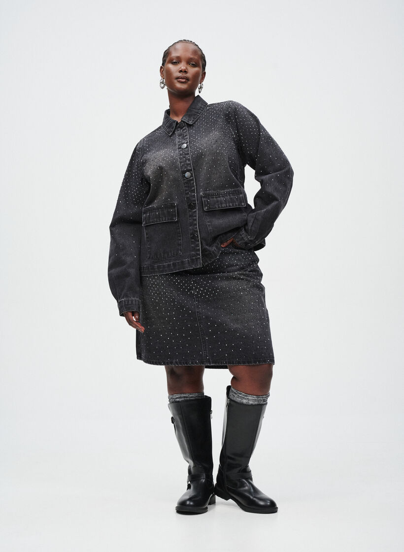 Denim avec détails en pierre, , Model