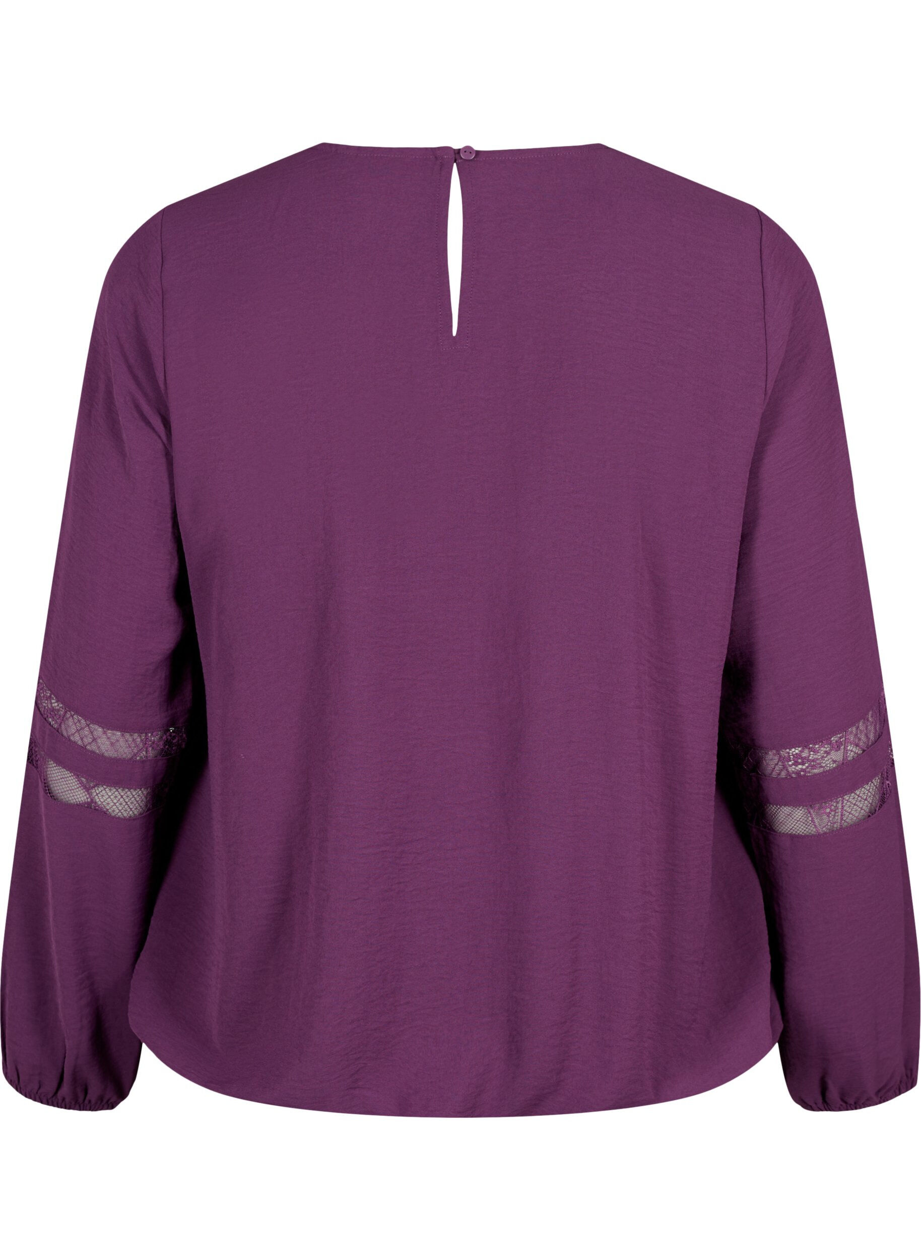 Zizzi Blouse &agrave; manches longues avec de la dentelle, Deep Purple, Packshot image number 1