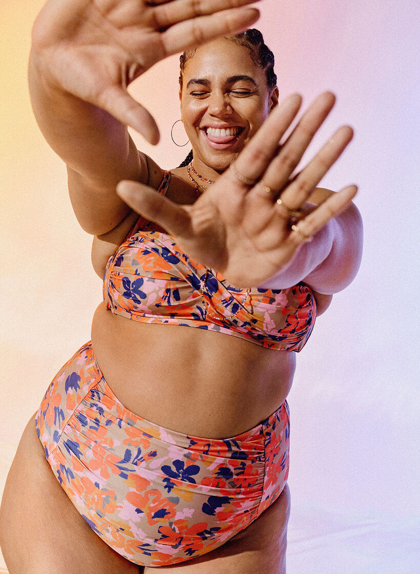 Bas de bikini taille extra haute avec imprimé, Jaune moutarde, Image image number 0