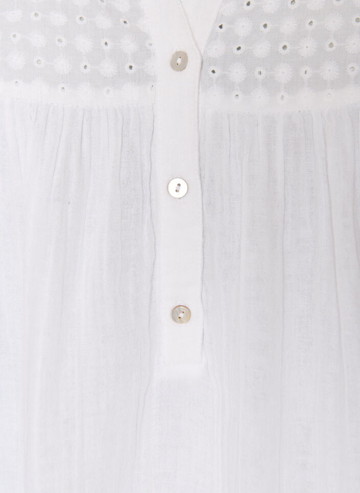 Tunique en mousseline de coton avec broderie anglaise, Blanc, Packshot image number 2