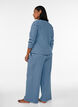 Pantalon de pyjama ray&eacute; &agrave; taille haute et coupe ample, Bleu, Model image number 1
