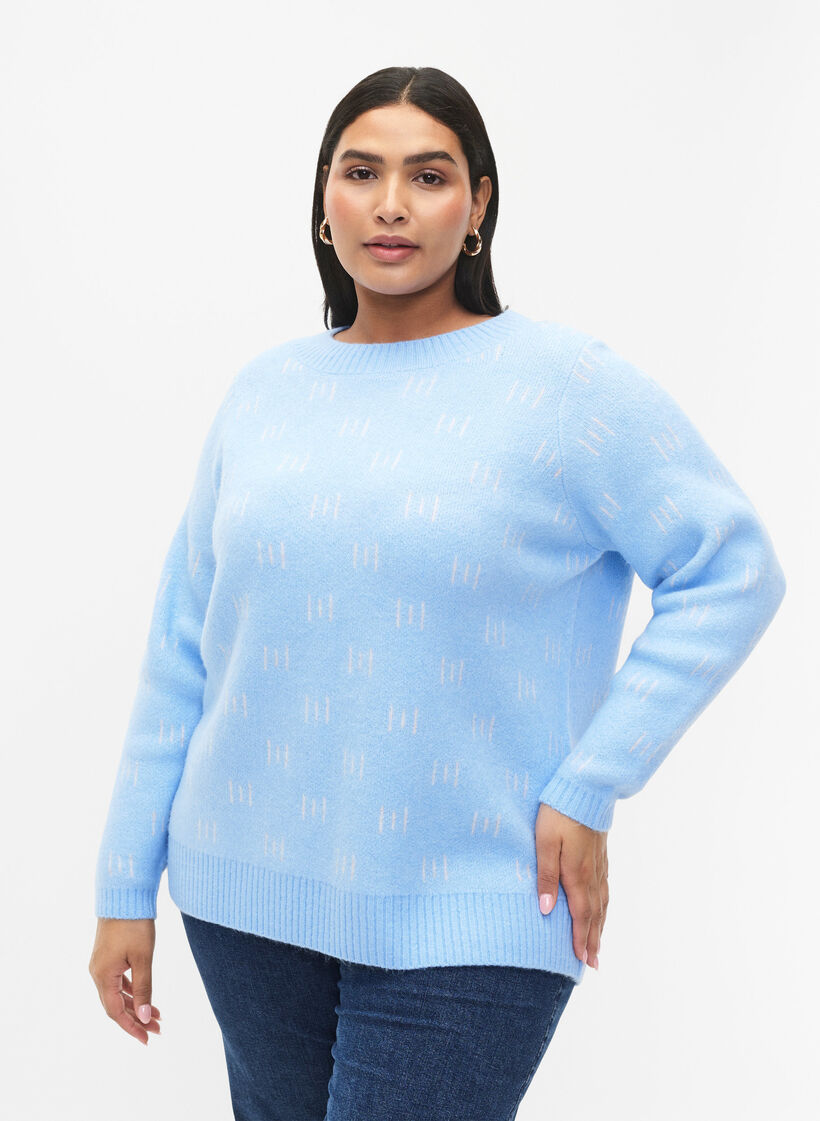 Pull à motifs, Blue Bell/Birch, Model image number 0