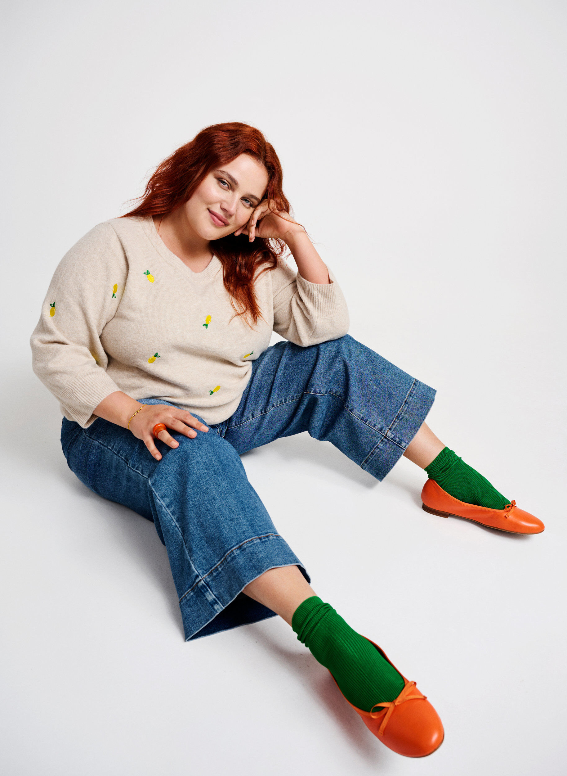 Zizzi Chemisier en tricot &agrave; manches 3/4 avec des citrons, P. Stone Mel. Lemon, Image image number 0