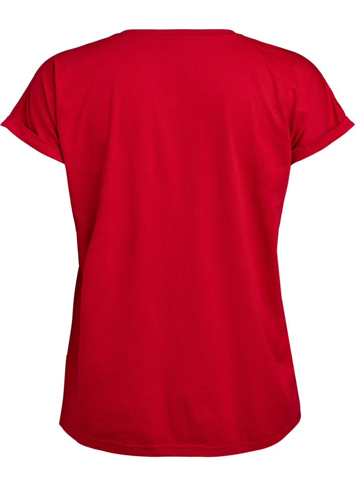T-shirt à manches courtes en mélange de coton, Rouge, Packshot image number 1