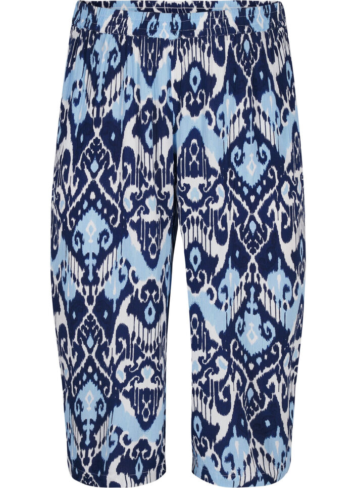Pantalon culotte en viscose avec imprimé, Blue Ethnic AOP, Packshot image number 0
