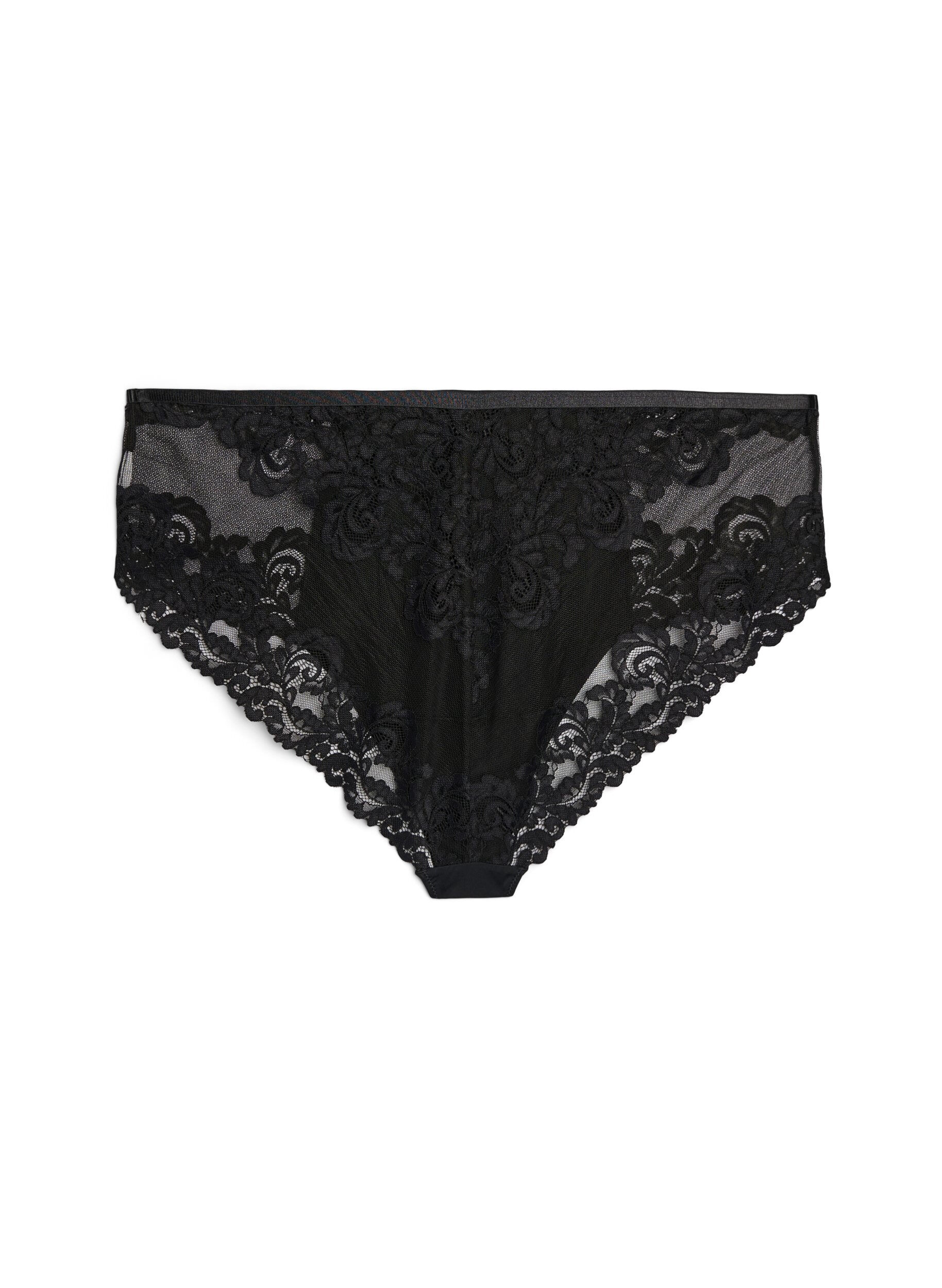 ZizziCulotte hipster en dentelle avec d&eacute;tail crois&eacute;, Noir, Packshot image number 1