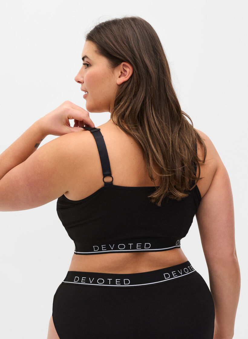 Soutien-gorge en coton à bretelles réglables, Noir, Model image number 1