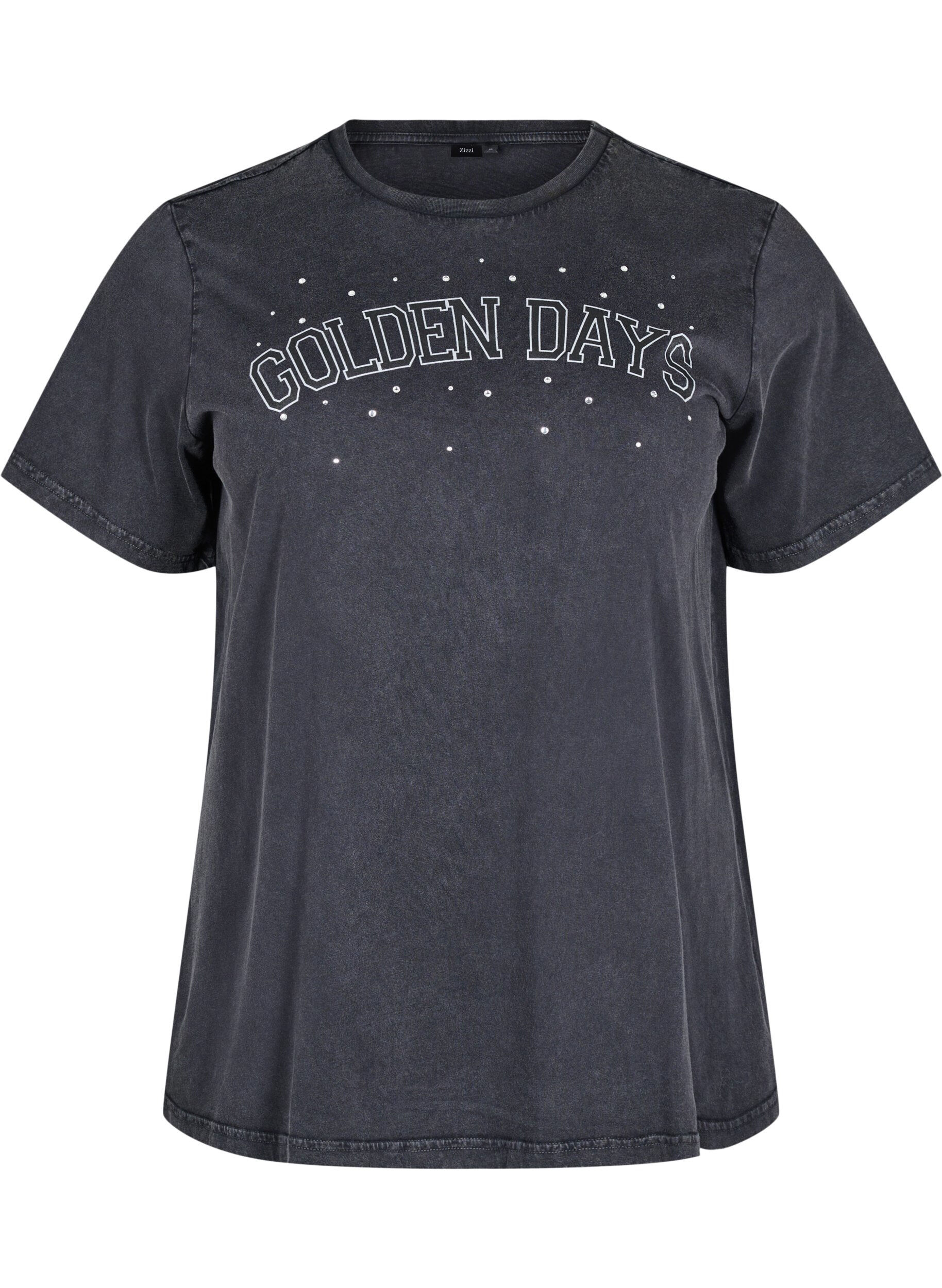 Zizzi T-shirt en coton biologique avec impression graphique, Gris, Packshot image number 0