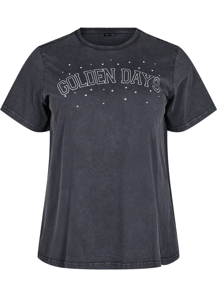 T-shirt en coton biologique avec impression graphique, Gris, Packshot image number 0