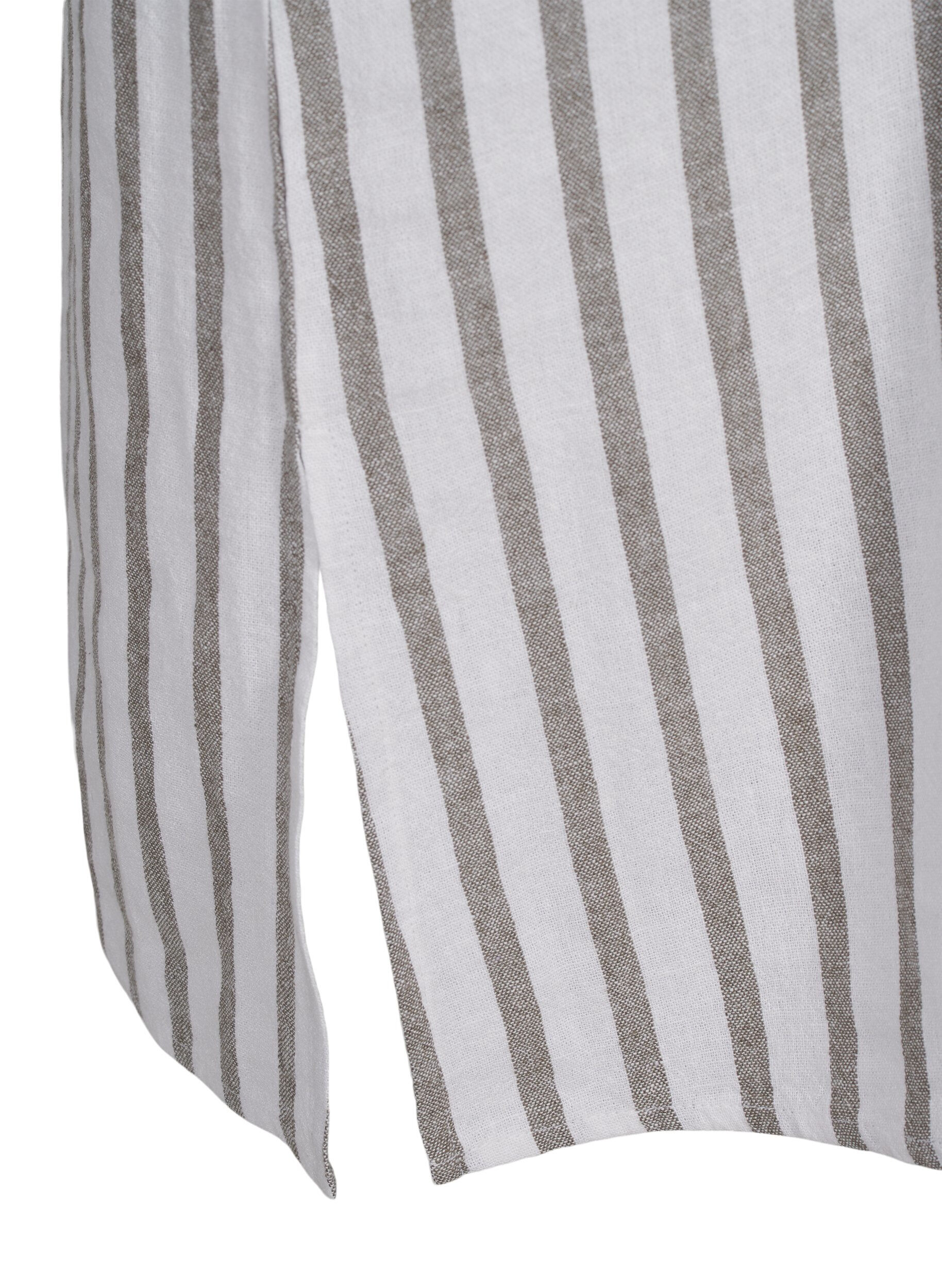 Zizzi Robe tunique ray&eacute;e en m&eacute;lange de lin et de viscose, White Stripe, Packshot image number 3