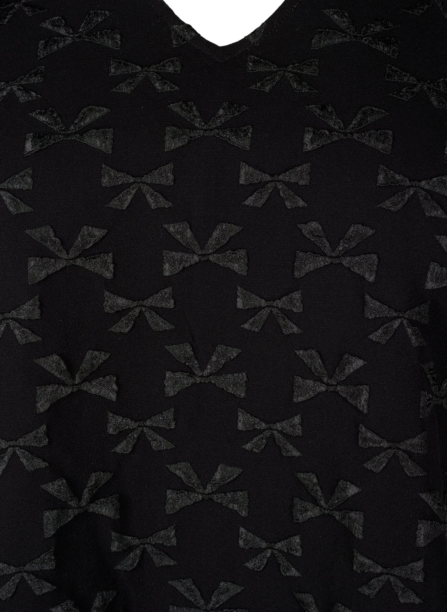Zizzi Chemisier jacquard &agrave; manches courtes avec n&oelig;uds, Black W. Bow, Packshot image number 2