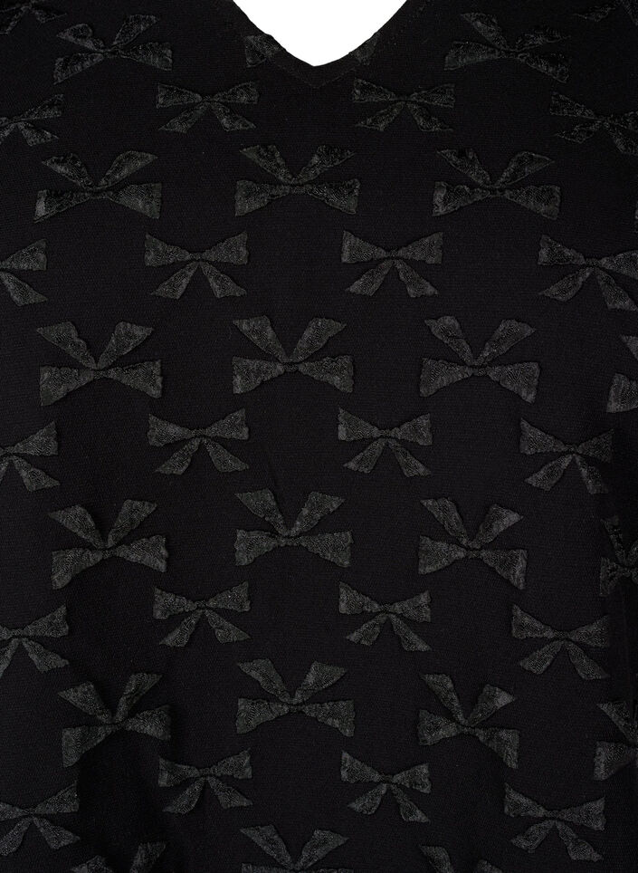 Chemisier jacquard à manches courtes avec nœuds, Black W. Bow, Packshot image number 2