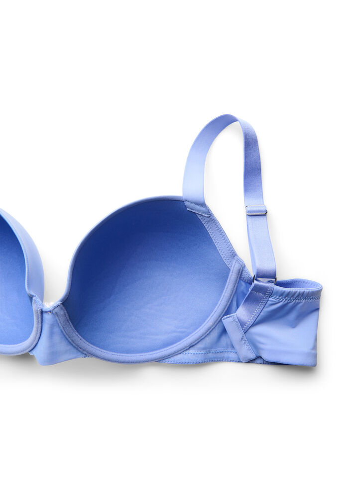 Soutien-gorge moul&eacute; en microfibre avec d&eacute;tail en dentelle et n&oelig;ud, Bleu, Packshot image number 3