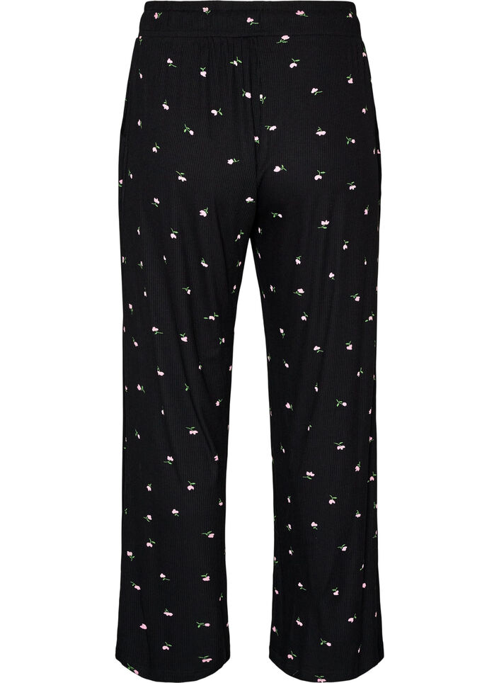 Bas de pyjama c&ocirc;tel&eacute; &agrave; imprim&eacute; floral, Noir, Packshot image number 1