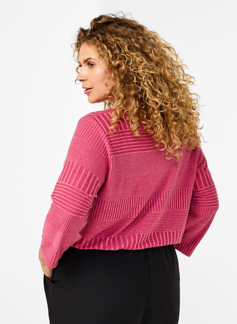 Blouse avec manches 3/4 et motif rayé, Malaga Mel., Model image number 1