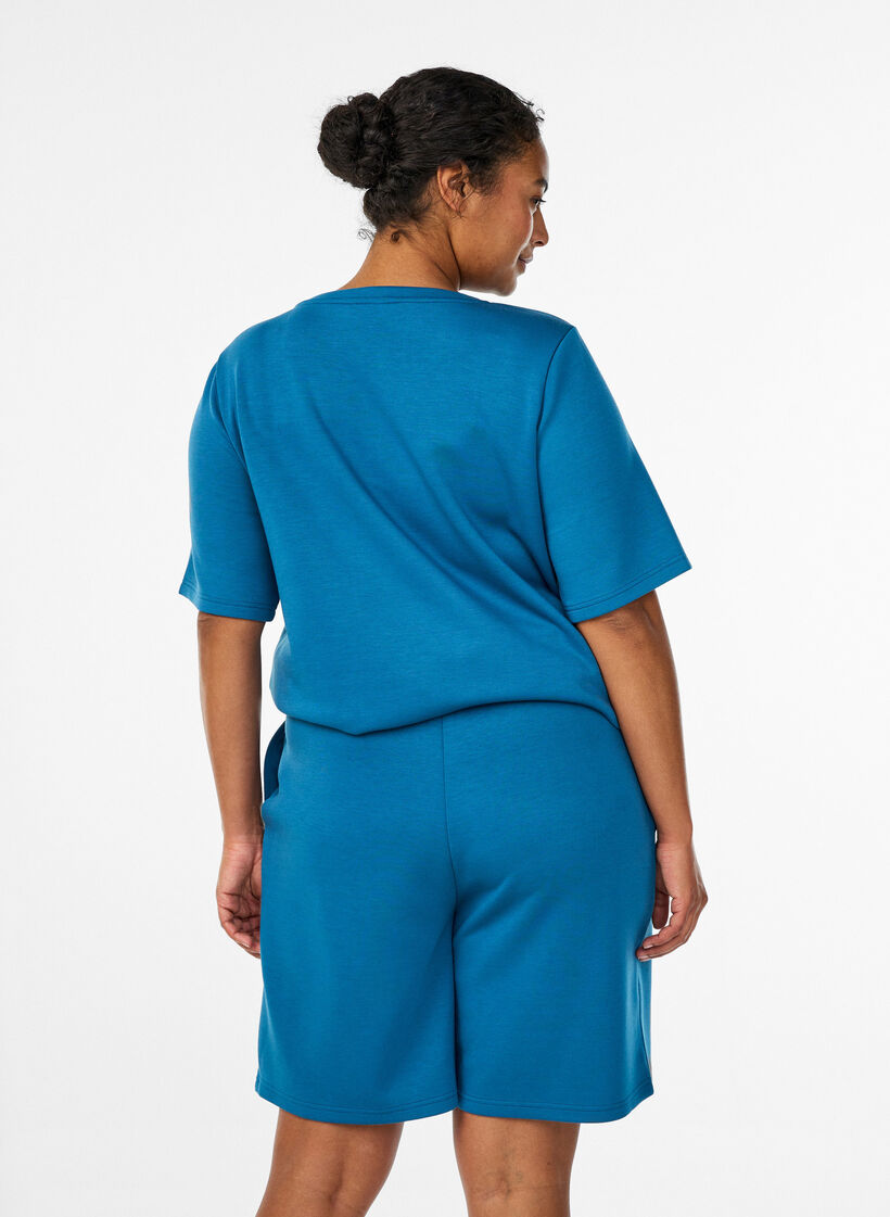 Short en m&eacute;lange de modal avec poches, Bleu p&eacute;trole, Model image number 2