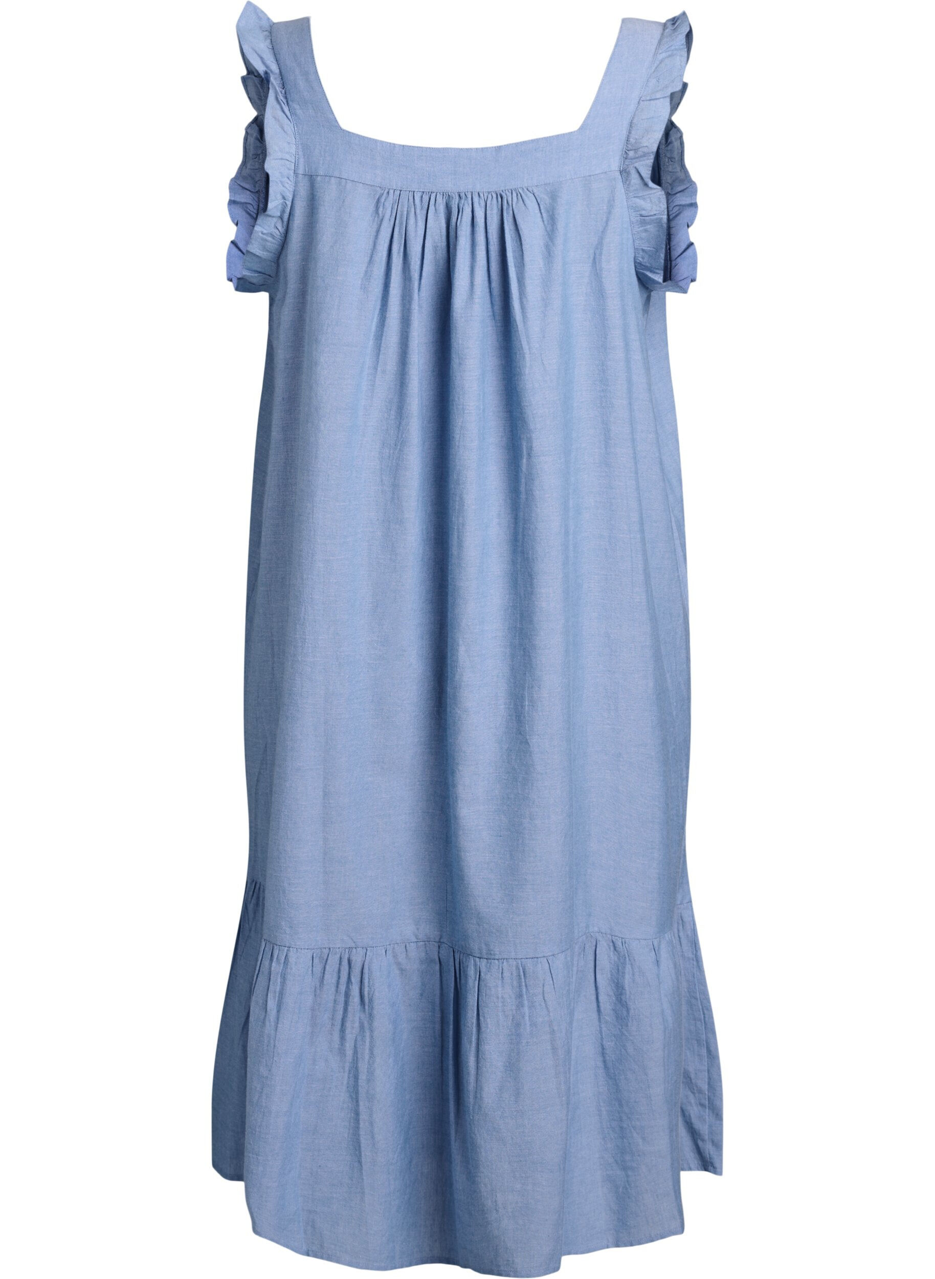 ZizziRobe midi en coton avec volants, Bleu Clair, Packshot image number 1