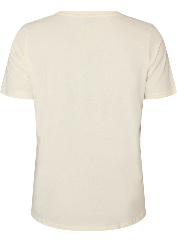 T-shirt en coton avec imprim&eacute;, Vanille, Packshot image number 1