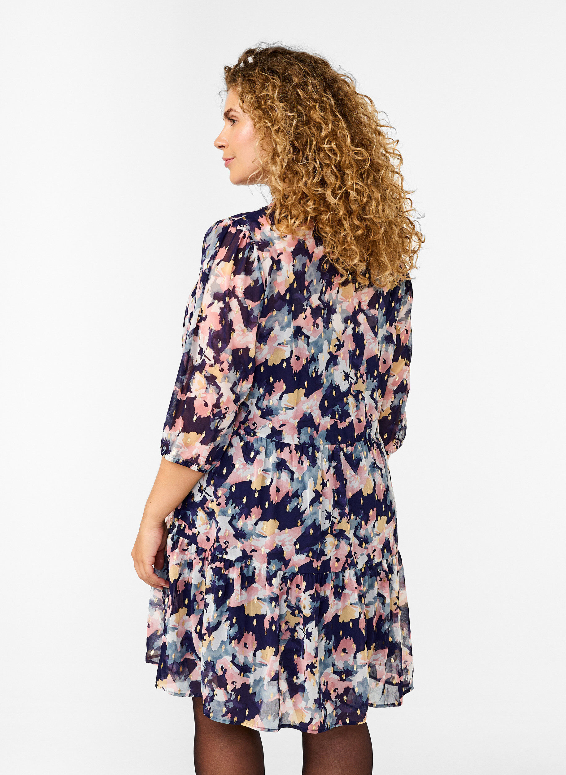 Zizzi Tunique &agrave; imprim&eacute; floral et lurex, Night Sky AOP Flower, Model image number 1