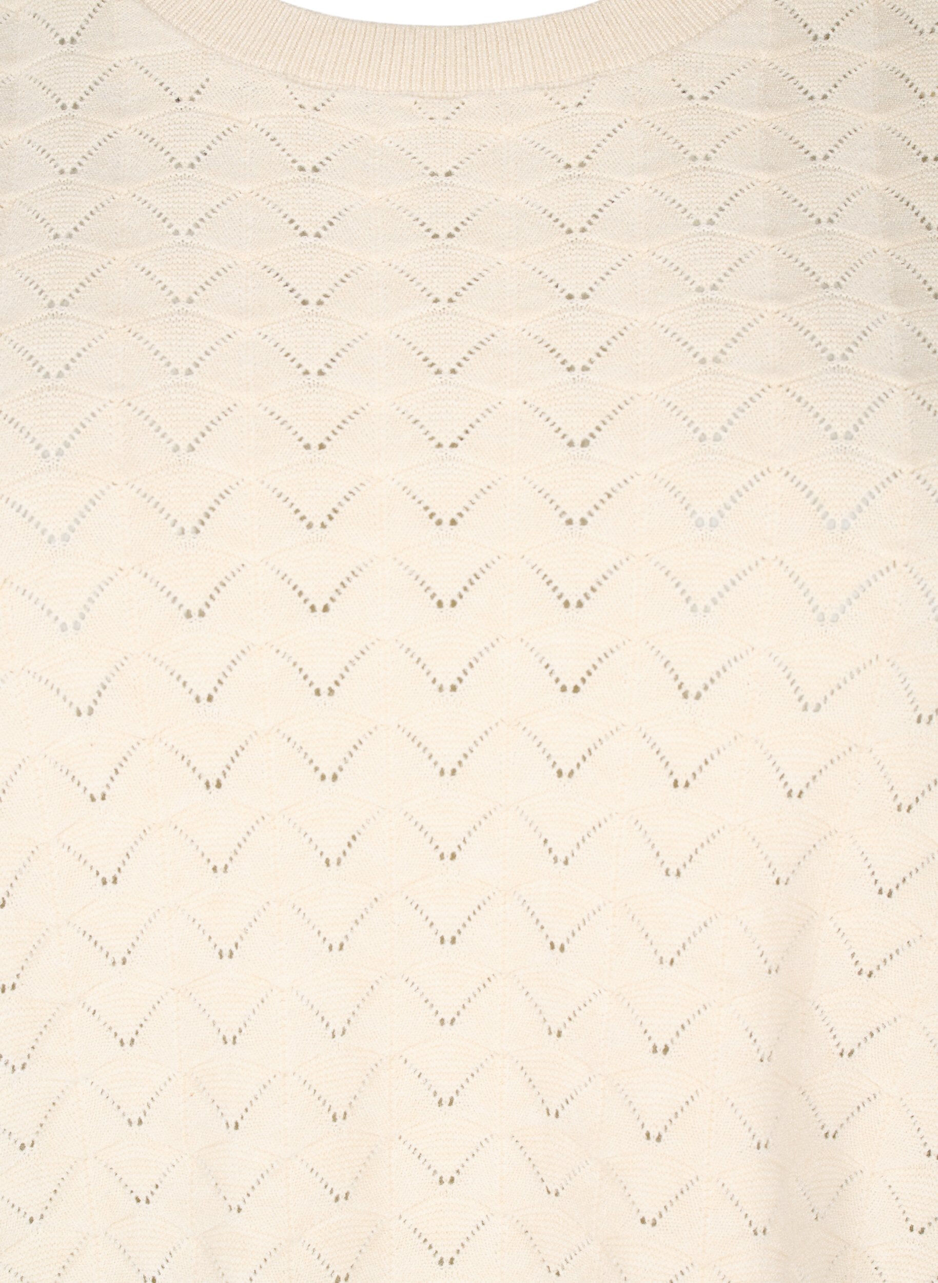 Zizzi Chemisier en tricot avec motif ajour&eacute; et manches courtes, Birch Mel., Packshot image number 2