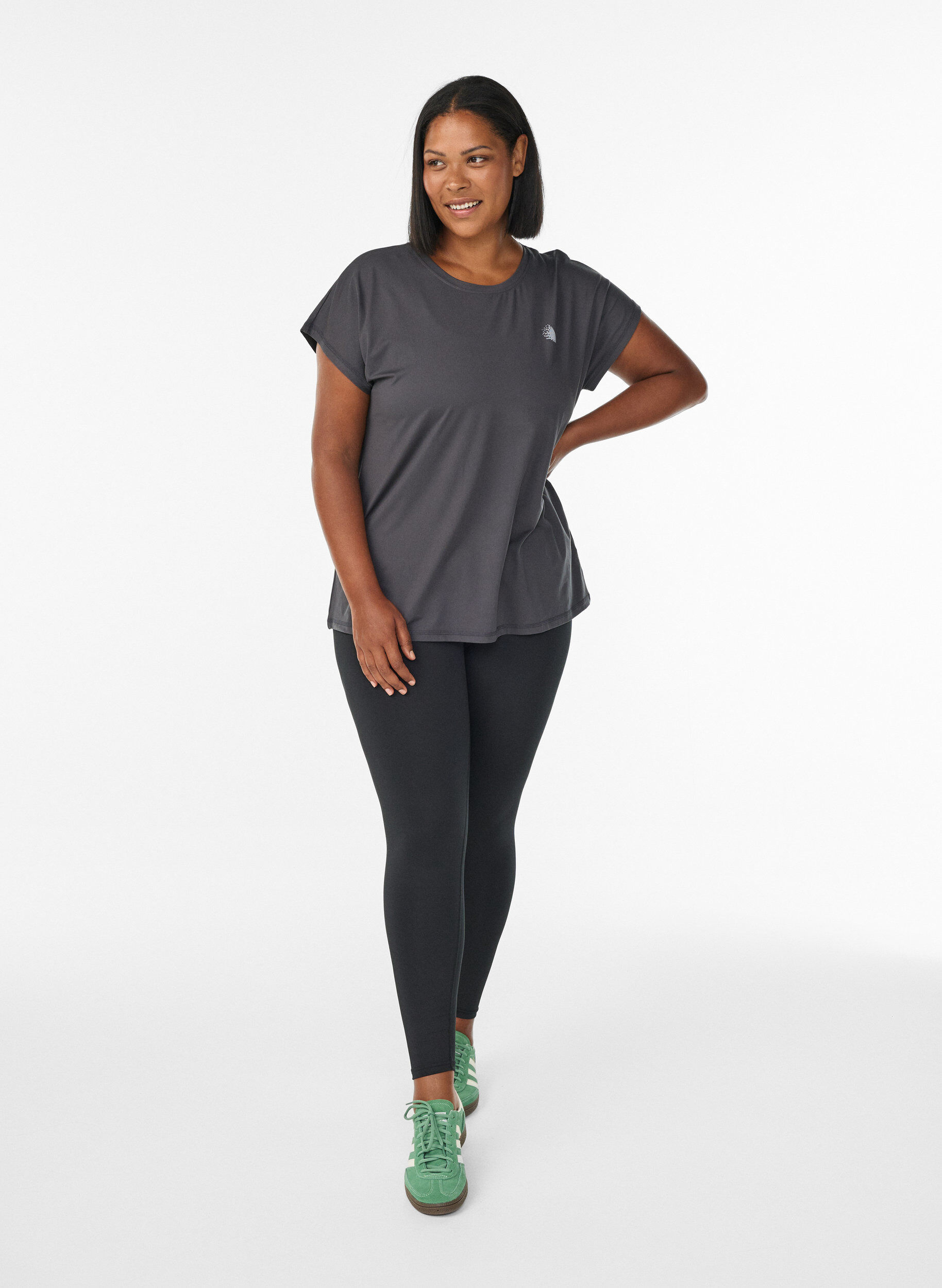 Zizzi T-shirt de sport couleur unie, Gris anthracite, Model image number 1