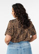Blouse &agrave; manches courtes et encolure en V, Marron, Model image number 2