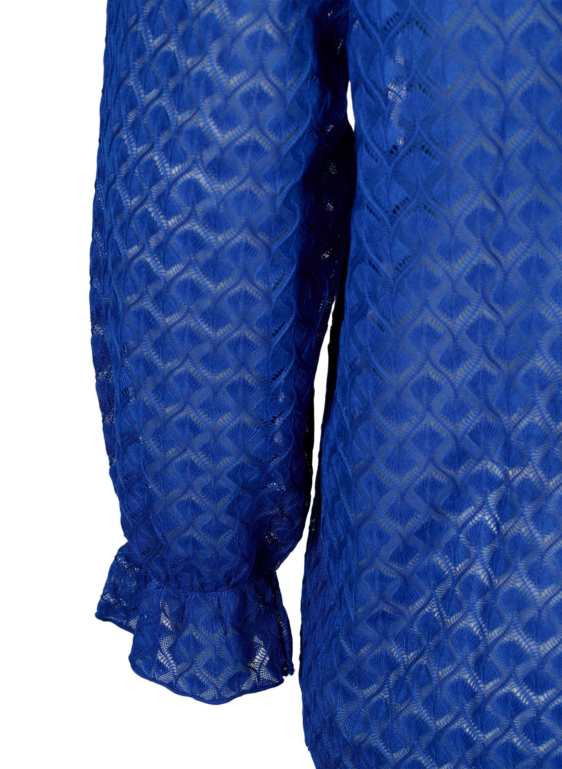Zizzi  Blouse &agrave; manches longues avec texture &agrave; motifs, Deep Ultramarine, Packshot image number 3