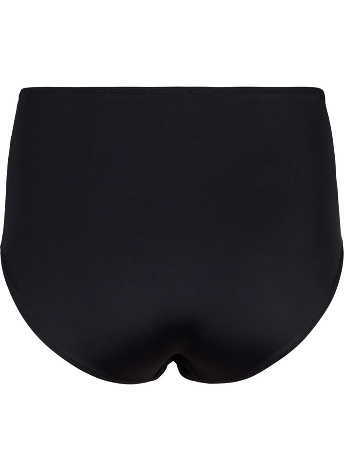 Bas de bikini de couleur unie à taille haute, Noir, Packshot image number 1